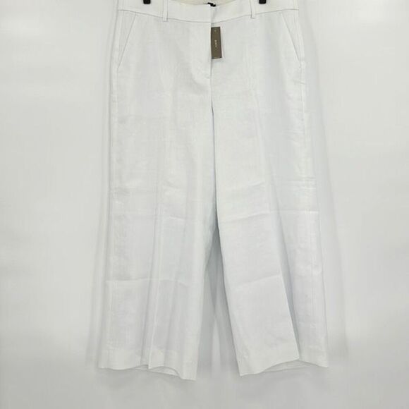 NWT J. Crew Womens White Relaxed Stretch Linen Blend Sydney Pant Size P12 - Picture 2 of 11